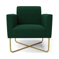 Poltrona Sala Base X Industrial Dourado Marisa Bouclê Verde D03 - D'rossi