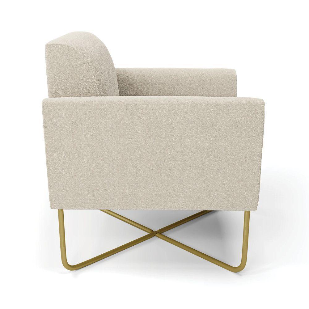 Poltrona Sala Base X Industrial Dourado Marisa Bouclê D03 - D'rossi Cor White - 5