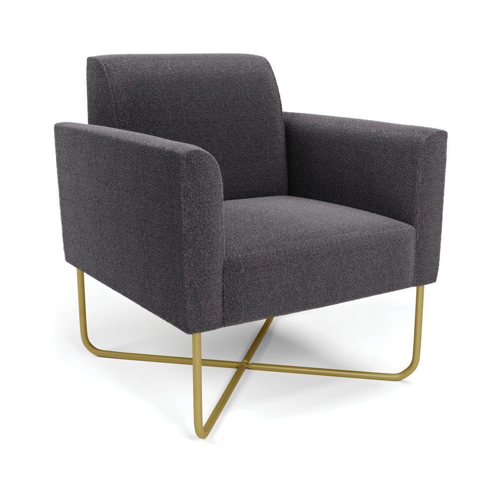 Poltrona Sala Base X Industrial Dourado Marisa Bouclê Grafite D03 - D'rossi - 1
