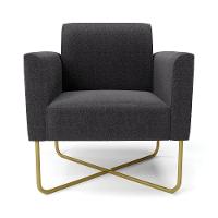 Poltrona Sala Base X Industrial Dourado Marisa Bouclê Grafite D03 - D'rossi