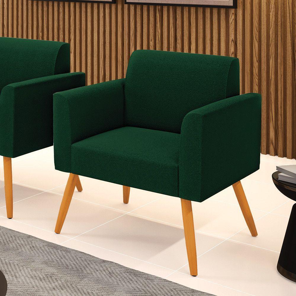 Poltrona Sala Estar Pé Palito Castanho Marisa Bouclê Verde D03 - D'rossi - 2