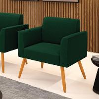 Poltrona Sala Estar Pé Palito Castanho Marisa Bouclê Verde D03 - D'rossi - 2