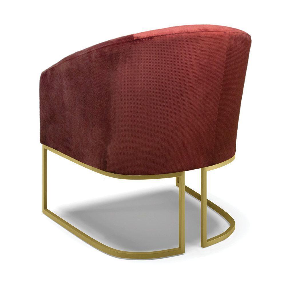 Poltrona Decorativa Industrial Dourado Stella Veludo Text Marsala D03 - D'rossi - 6