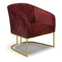 Poltrona Decorativa Industrial Dourado Stella Veludo Text Marsala D03 - D'rossi - 1