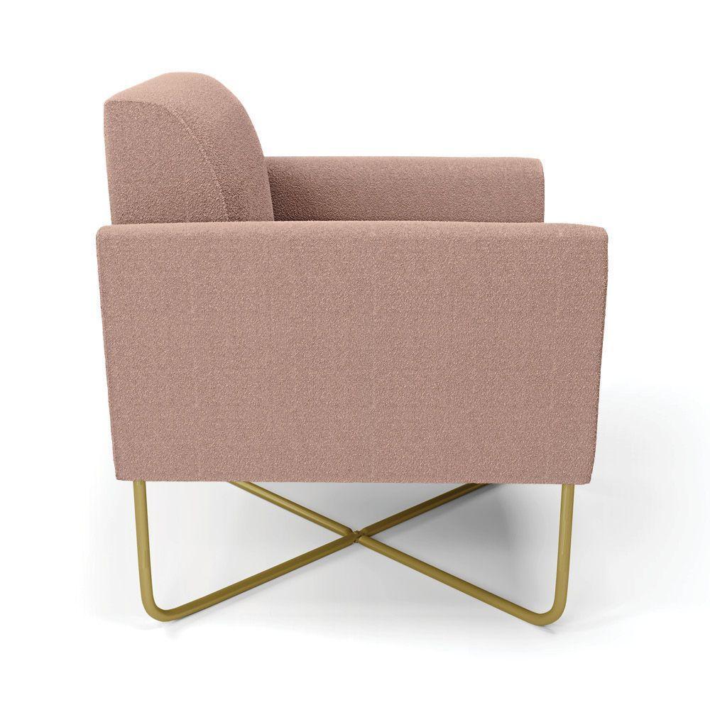 Poltrona Sala Base X Industrial Dourado Marisa Bouclê Rosê D03 - D'rossi - 5