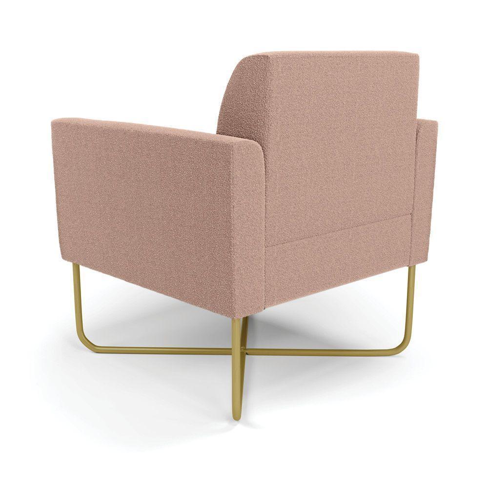 Poltrona Sala Base X Industrial Dourado Marisa Bouclê Rosê D03 - D'rossi - 6