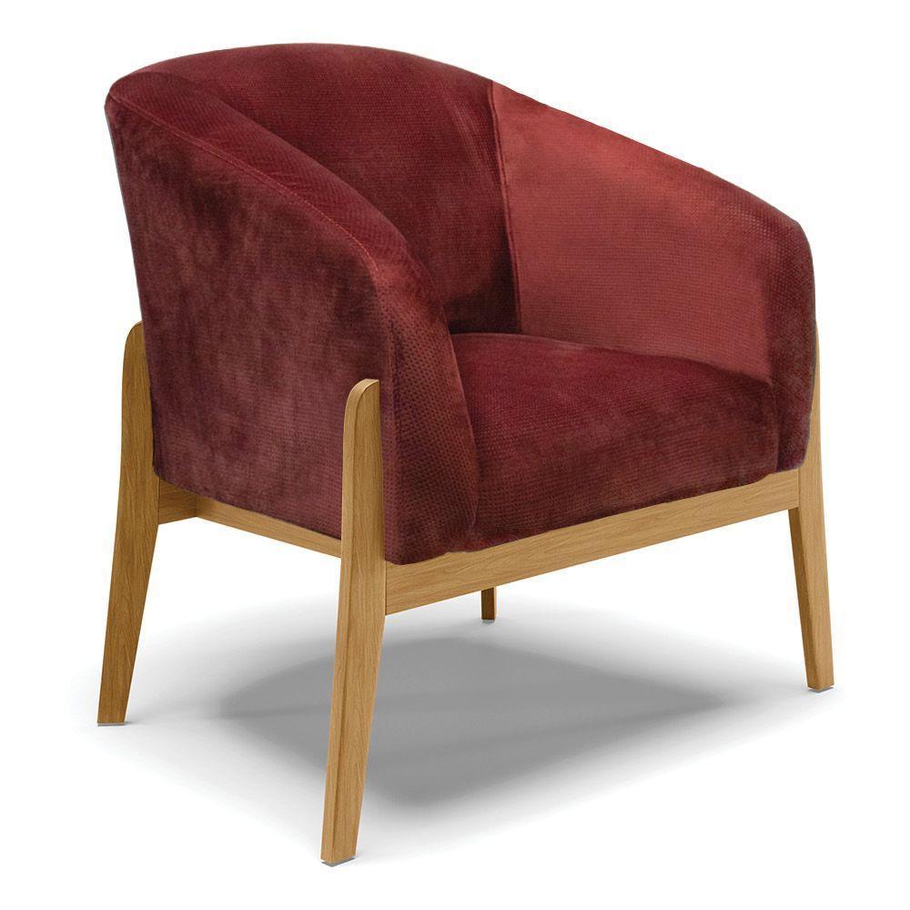 Poltrona Decorativa Base De Madeira Stella Veludo Text Marsala D03 - D'rossi - 1