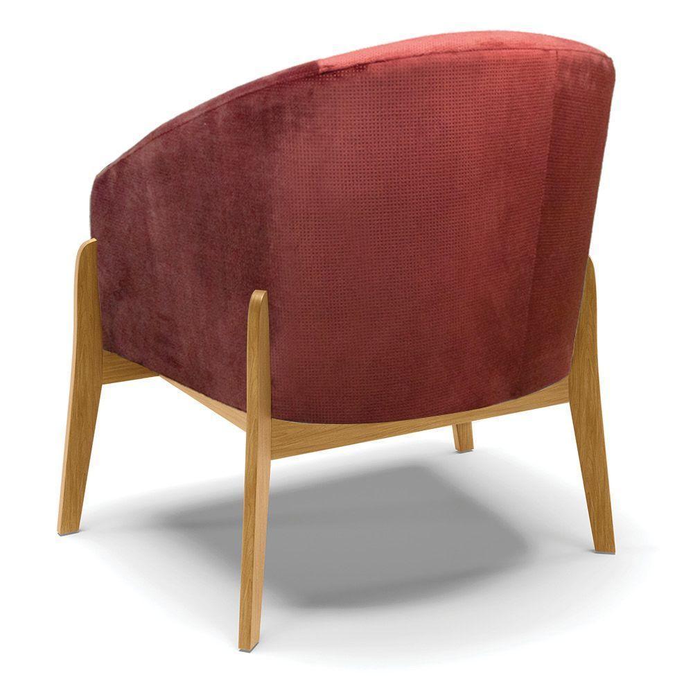 Poltrona Decorativa Base De Madeira Stella Veludo Text Marsala D03 - D'rossi - 6
