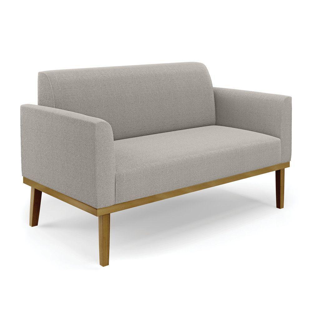 Namoradeira E Poltrona Base Madeira Castanho Marisa Bouclê Cinza D03 - D'rossi - 7