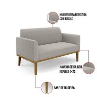 Namoradeira E Poltrona Base Madeira Castanho Marisa Bouclê Cinza D03 - D'rossi - 3