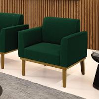 Poltrona Para Sala Base Madeira Castanho Marisa Bouclê Verde D03 - D'rossi - 2