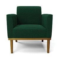 Poltrona Para Sala Base Madeira Castanho Marisa Bouclê Verde D03 - D'rossi - 5