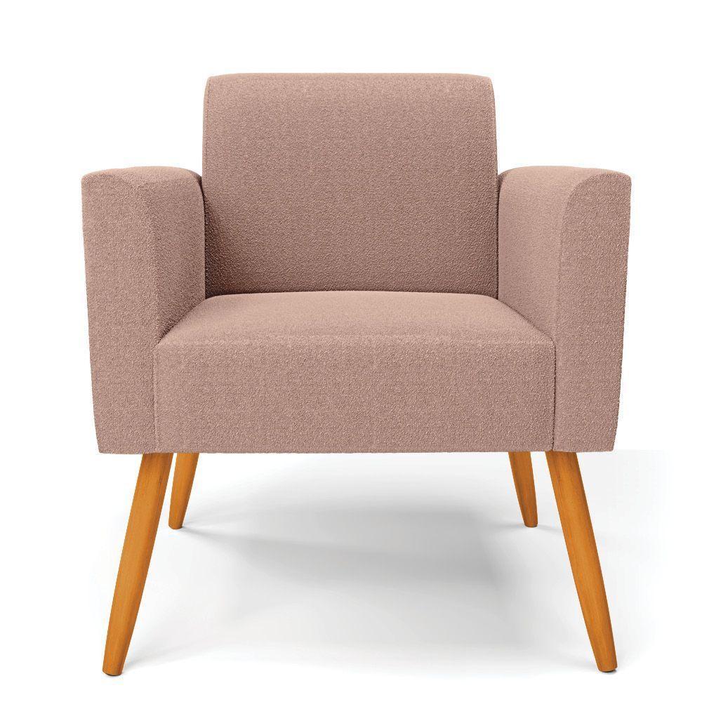 Poltrona Sala Estar Pé Palito Castanho Marisa Bouclê Rosê D03 - D'rossi - 5