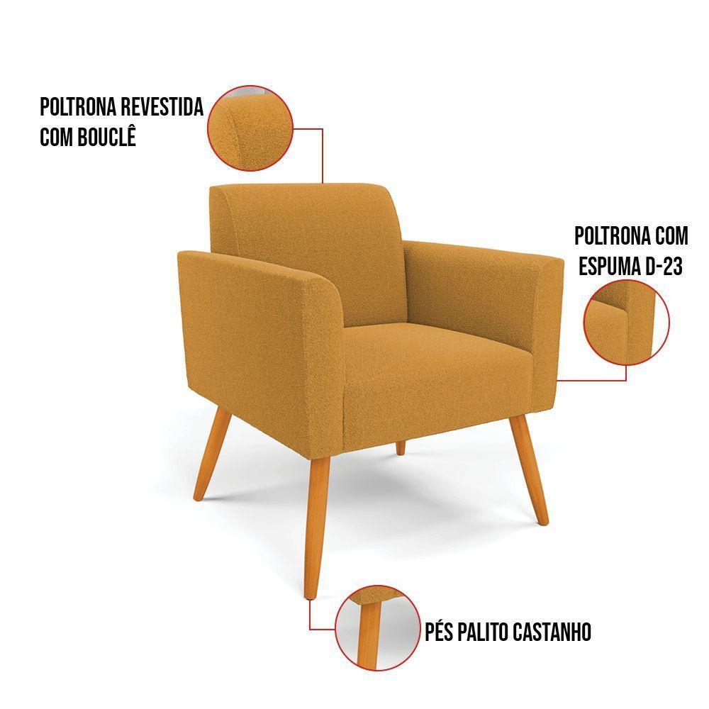 Namoradeira E Poltrona Pé Palito Castanho Marisa Bouclê Mostarda D03 - D'rossi - 4