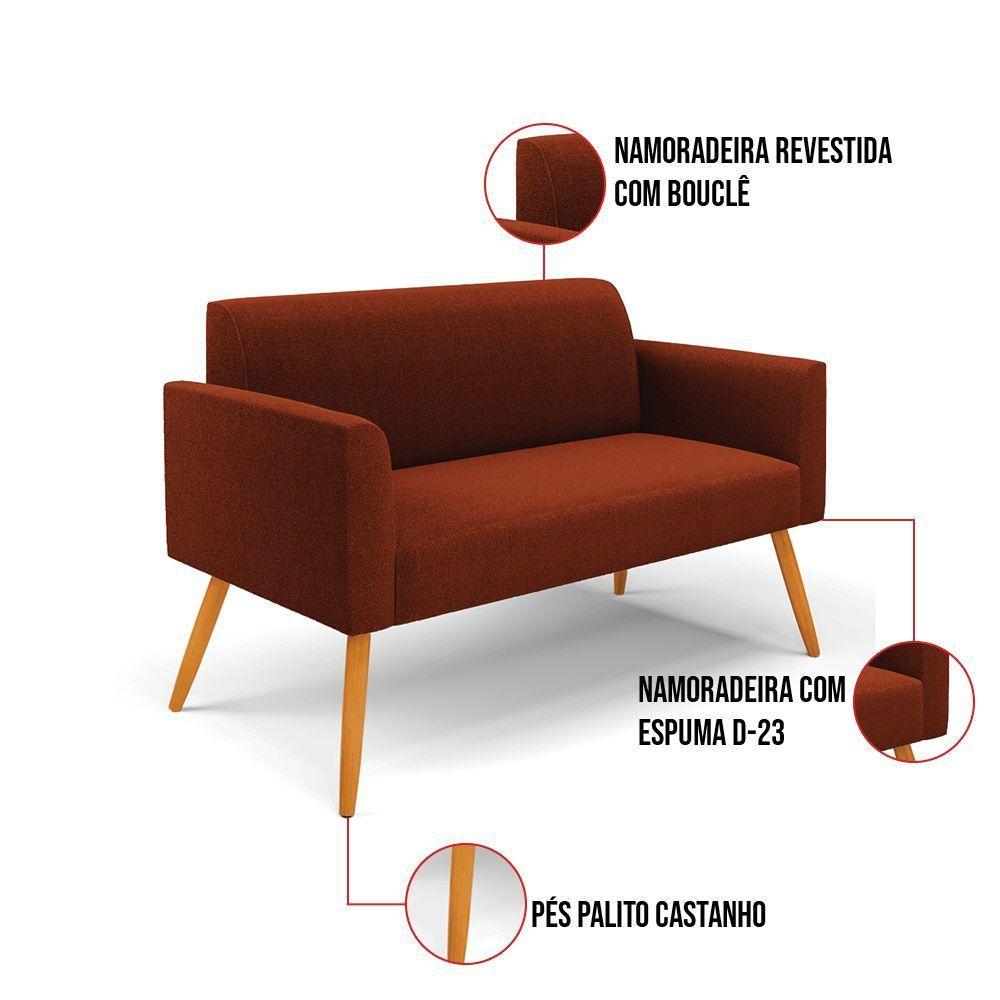 Namoradeira E 2 Poltronas Pé Palito Castanho Marisa Bouclê Terra D03 - D'rossi - 3