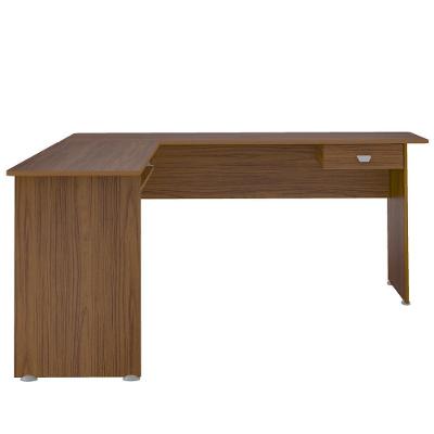 Mesa em l Canny Moderno 1 Gaveta MDF 165cm Amadeirado para Escritório
