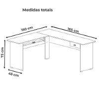 Mesa Escrivaninha De Canto 1 Gaveta 150x165 Cm Cedro Arly - 3