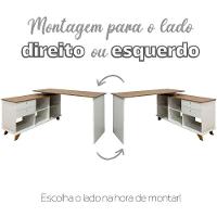 Mesa Escrivaninha 2 Gavetas Com Nichos Em L Golden Olmo/branco - 3