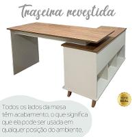 Mesa Escrivaninha 2 Gavetas Com Nichos Em L Golden Olmo/branco