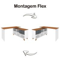 Mesa Escrivaninha 2 Gavetas Com Nichos Em L Golden Freijó/grafito/branco - 2