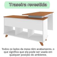 Mesa Escrivaninha 2 Gavetas Com Nichos Em L Golden Freijó/grafito/branco - 3