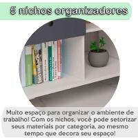 Mesa Escrivaninha 2 Gavetas Com Nichos Em L Golden Freijó/grafito/branco - 5