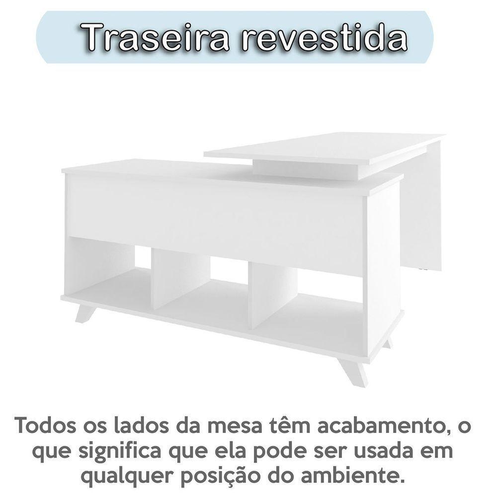 Mesa Escrivaninha 2 Gavetas Com Nichos Em L Golden Branco - 4