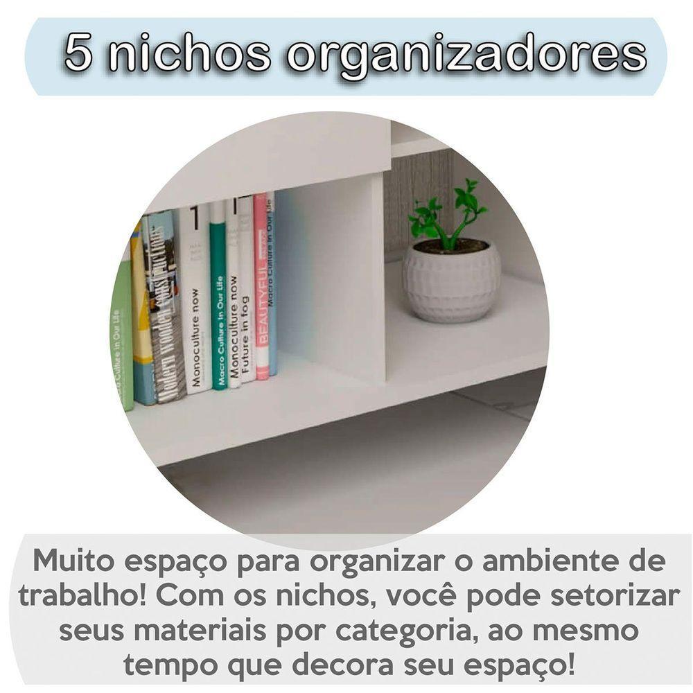 Mesa Escrivaninha 2 Gavetas Com Nichos Em L Golden Branco - 6