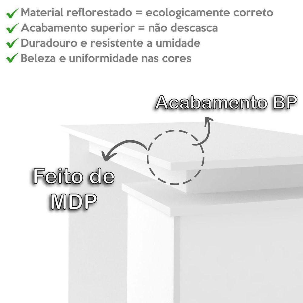 Mesa Escrivaninha 2 Gavetas Com Nichos Em L Golden Branco - 8