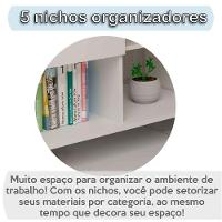 Mesa Escrivaninha 2 Gavetas Com Nichos Em L Golden Branco - 6