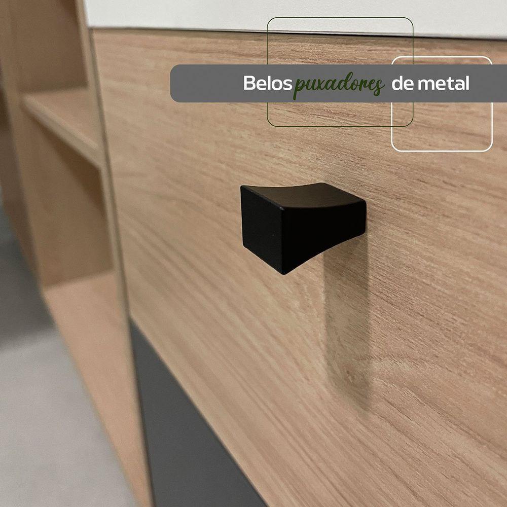 Mesa Escrivaninha Em L Com 3 Gavetas E Nichos Nexos Carvalho/branco/grafito - 8