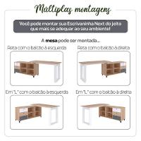 Mesa Escrivaninha Em L Com 3 Gavetas E Nichos Nexos Carvalho/branco/grafito