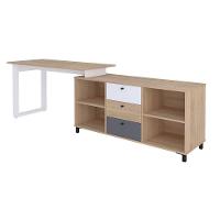 Mesa Escrivaninha Em L Com 3 Gavetas E Nichos Nexos Carvalho/branco/grafito - 6