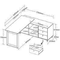 Mesa Escrivaninha Em L Com 3 Gavetas E Nichos Nexos Ipê/preto - 2