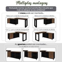 Mesa Escrivaninha Em L Com 3 Gavetas E Nichos Nexos Ipê/preto