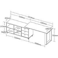Mesa Escrivaninha Em L Com 3 Gavetas E Nichos Nexos Ipê/preto - 6