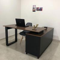 Mesa Escrivaninha Em L Com 3 Gavetas E Nichos Nexos Ipê/preto - 8