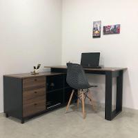 Mesa Escrivaninha Em L Com 3 Gavetas E Nichos Nexos Ipê/preto - 9