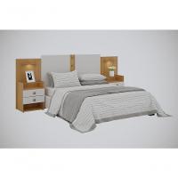 Cabeceira Casal/queen 1,40/1,60m Rubi Extensível Com 2 Mesas De Cabeceira - D'doro Cinamomo/off White - 1