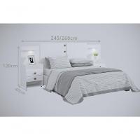 Cabeceira Casal/queen 1,40/1,60m Rubi Extensível Com 2 Mesas De Cabeceira - D'doro Cinamomo/off White - 2