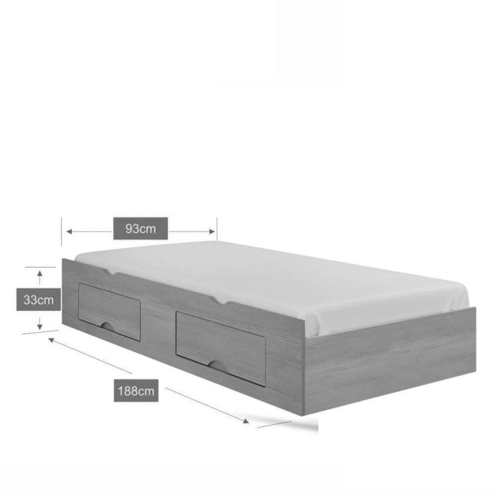 Cama Para Solteiro Milênio Com Box 2 Gavetas Plus - D' Doro Castanho - 4