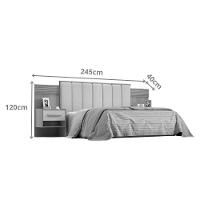 Cabeceira Para Cama De Casal Ripada Irís Estofada Com 2 Mesas De Cabeceira D' Doro Cinamomo/ripado - 2