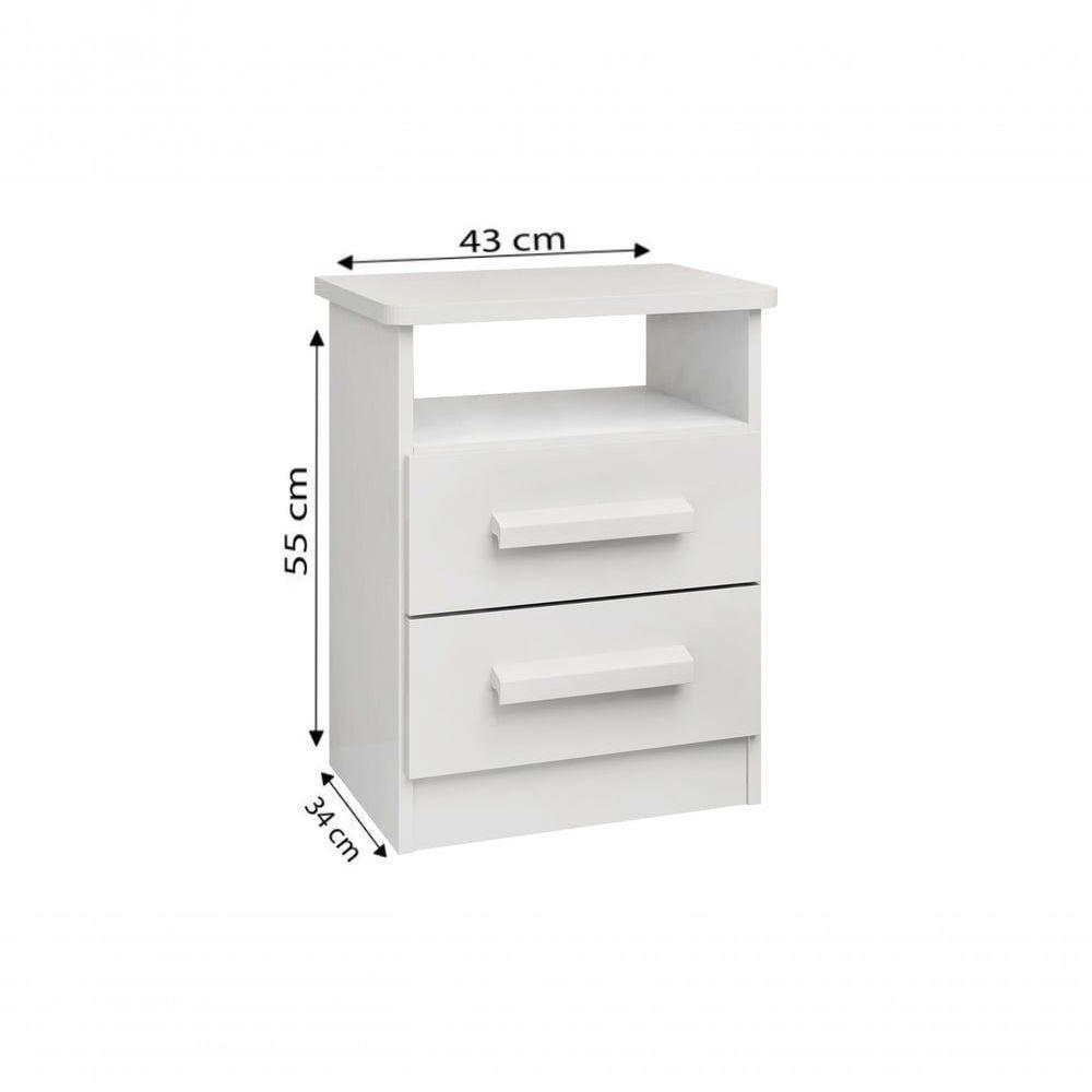 Mesa De Cabeceira Firenze 2 Gavetas Com Nicho - D' Doro Branco - 2