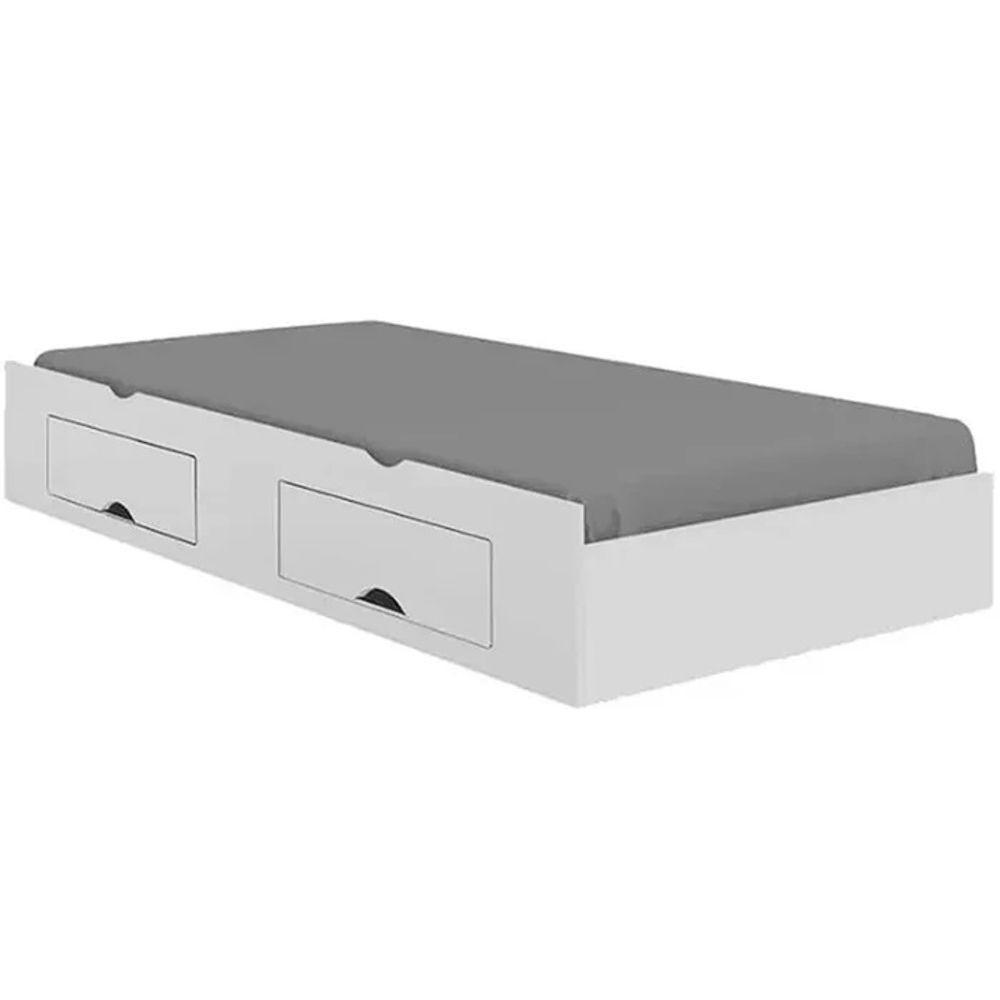 Cama Para Solteiro Milênio Com Box 2 Gavetas Plus - D' Doro Branco - 4