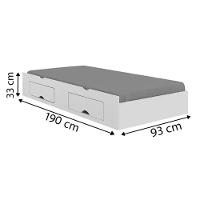 Cama Para Solteiro Milênio Com Box 2 Gavetas Plus - D' Doro Branco - 5