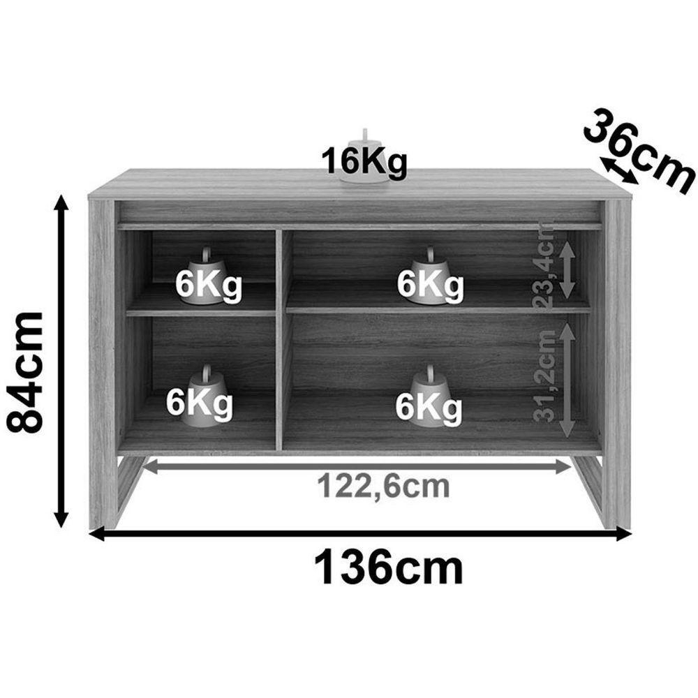 Balcão Armário Para Escritório 3 Portas Em Mdp Branco - 3
