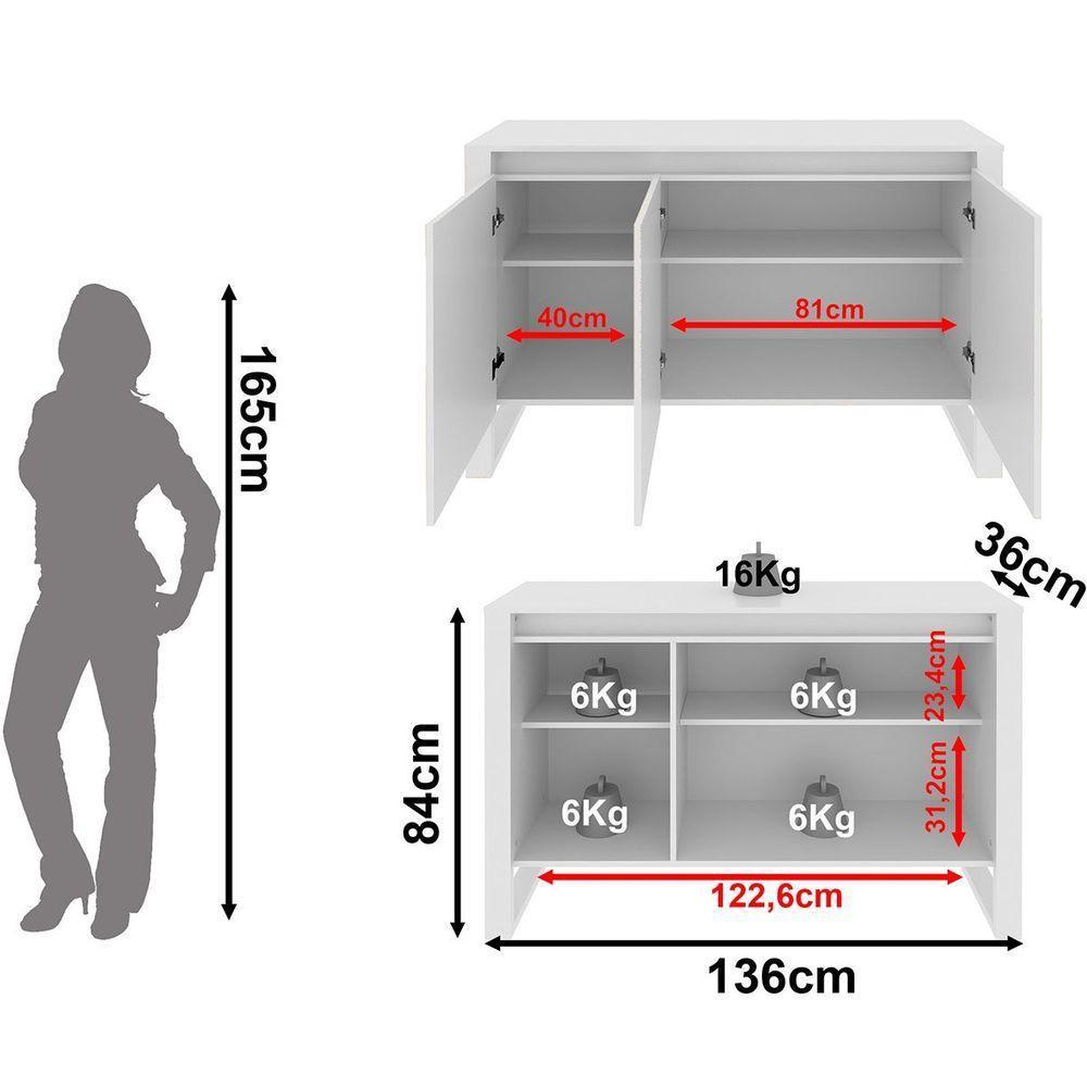 Balcão Armário Para Escritório 3 Portas Em Mdp Branco - 5