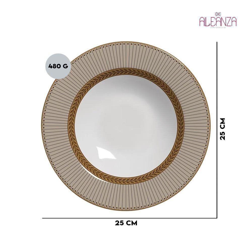 Jogo C-4 Pratos Fundo Fendi Plus Cerâmica Alleanza 1ªl - 3