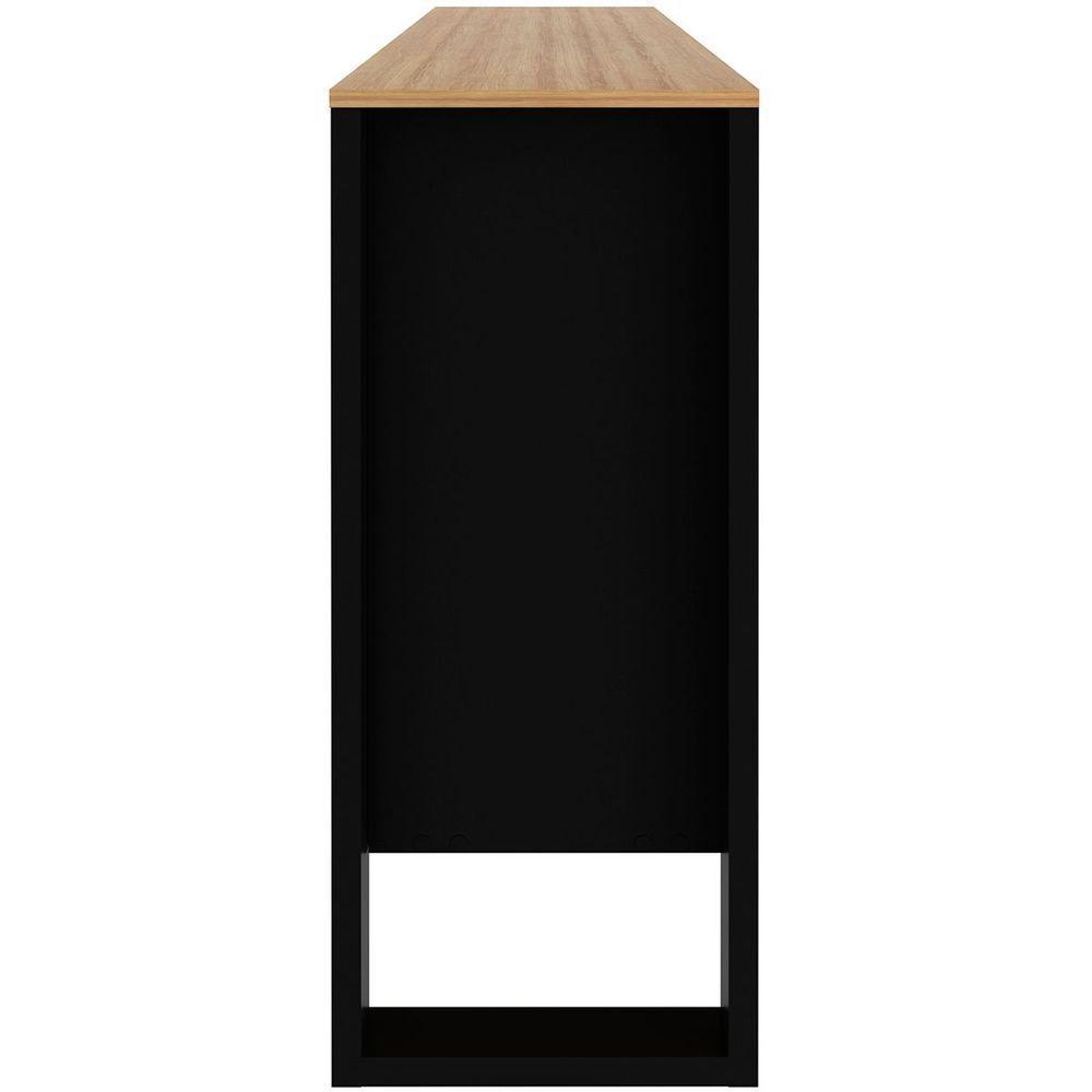 Balcão Armário Para Escritório 3 Portas Em Mdp Amêndoa/preto - 8