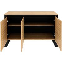 Balcão Armário Para Escritório 3 Portas Em Mdp Amêndoa/preto - 2